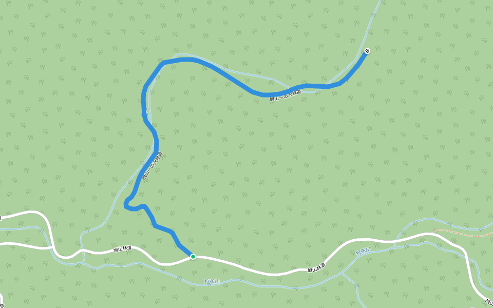 旭山一の沢林道 walking route map in Aibetsu