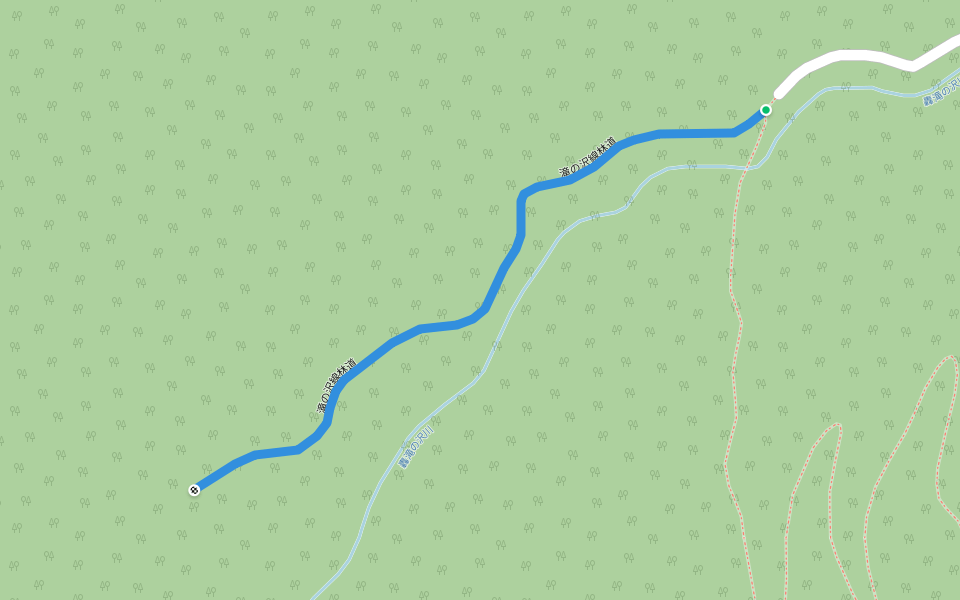 滝の沢線林道 walking route map in Akaigawa