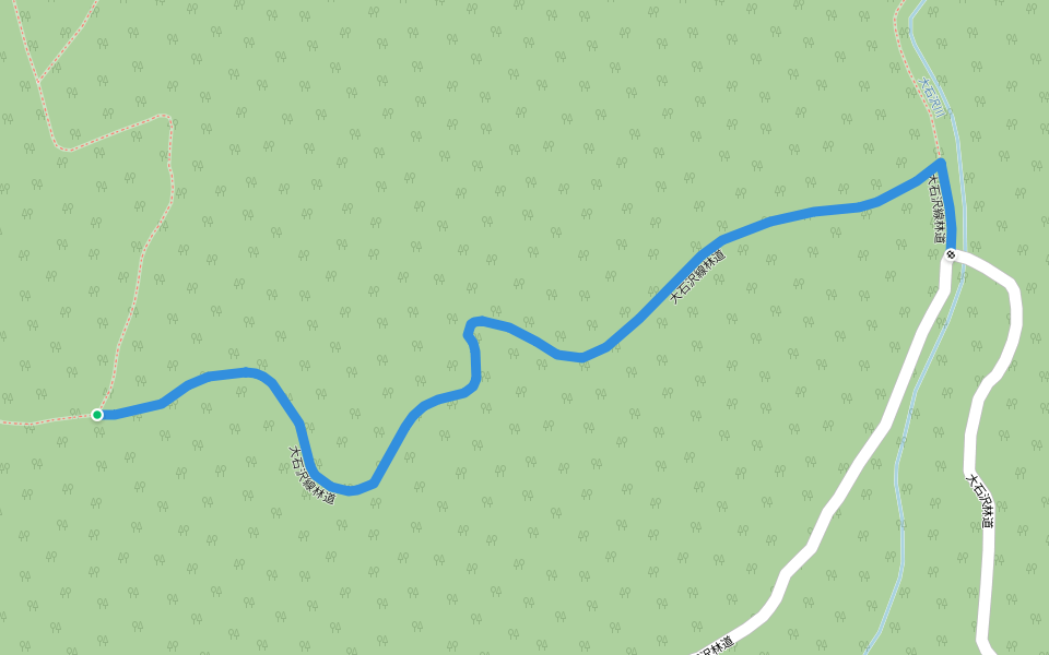 大石沢線林道 walking route map in Akaigawa
