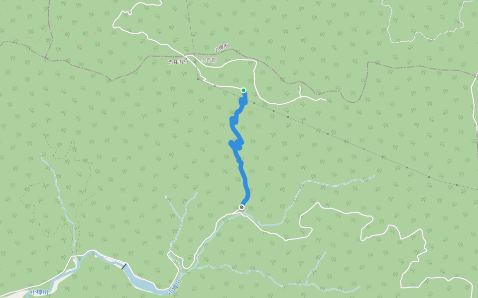小樽越林道 walking route map in Akaigawa