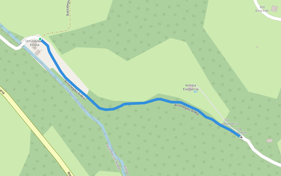 Arroztegiko bidea walking route map in Ainhoa
