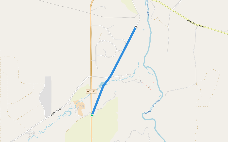 Old Highway 230 walking route map in Encampment