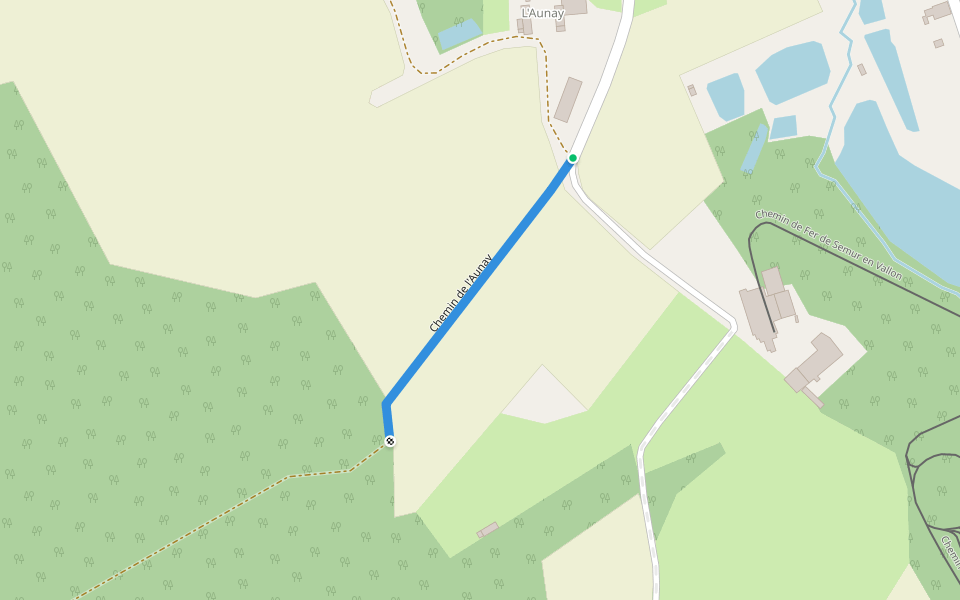 Chemin de l'Aunay walking route map in Semur-en-Vallon