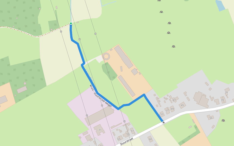 Kruis - stuurstraat wegel walking route map in Beveren