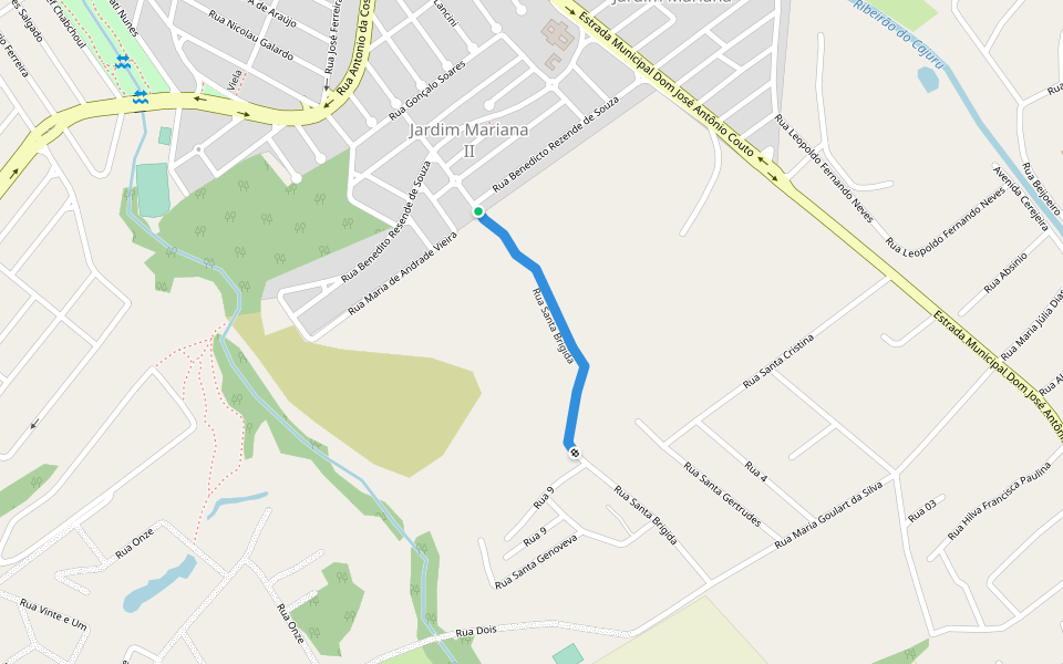 Rua Santa Brigida walking route map in São José dos Campos