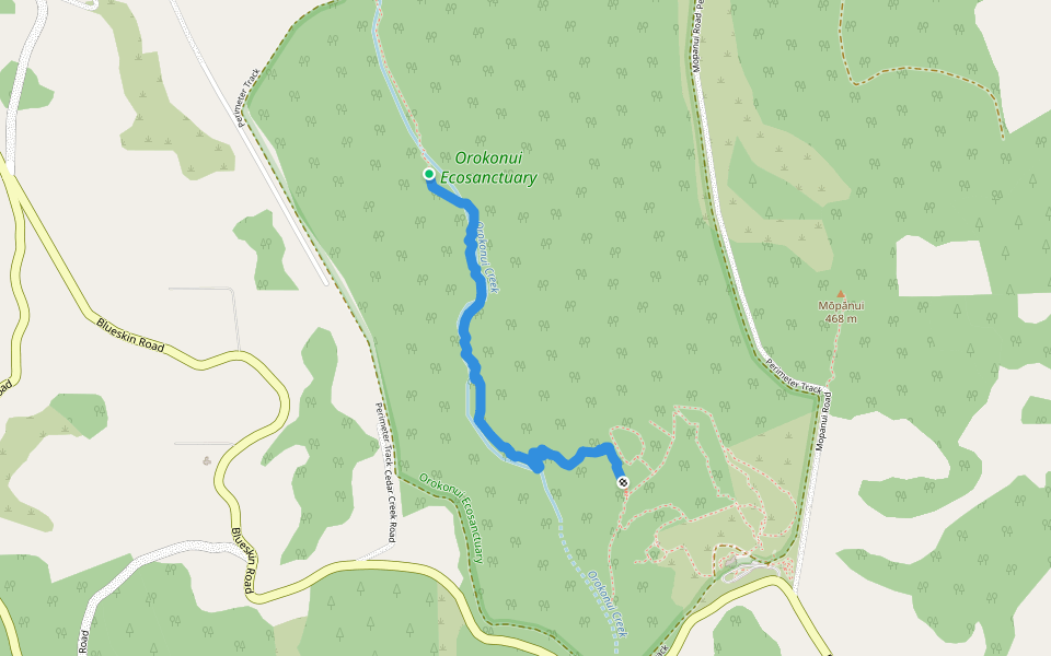 Robin Valley Track walking route map in Waitati