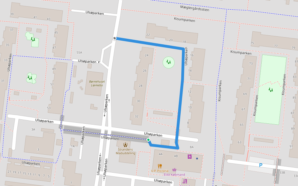 Ulsøparken walking route map in Brøndby Strand