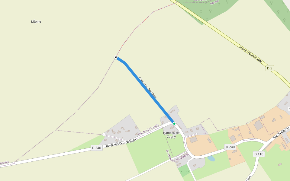 Chemin du Petit Bois walking route map in Hautot-le-Vatois