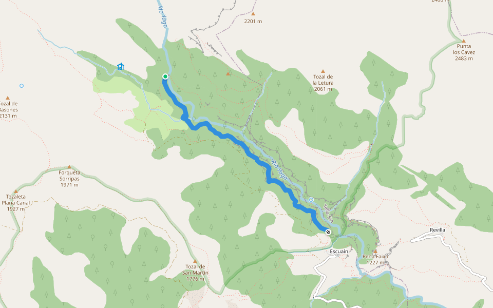 Camino Faja Cazcarra walking route map in Puértolas