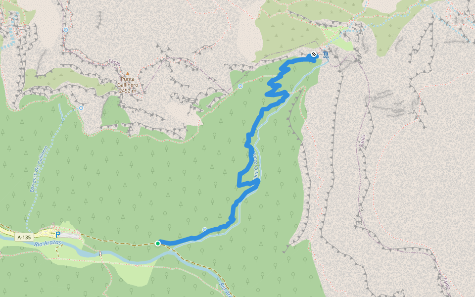 Camino a Cotatuero walking route map in Torla-Ordesa