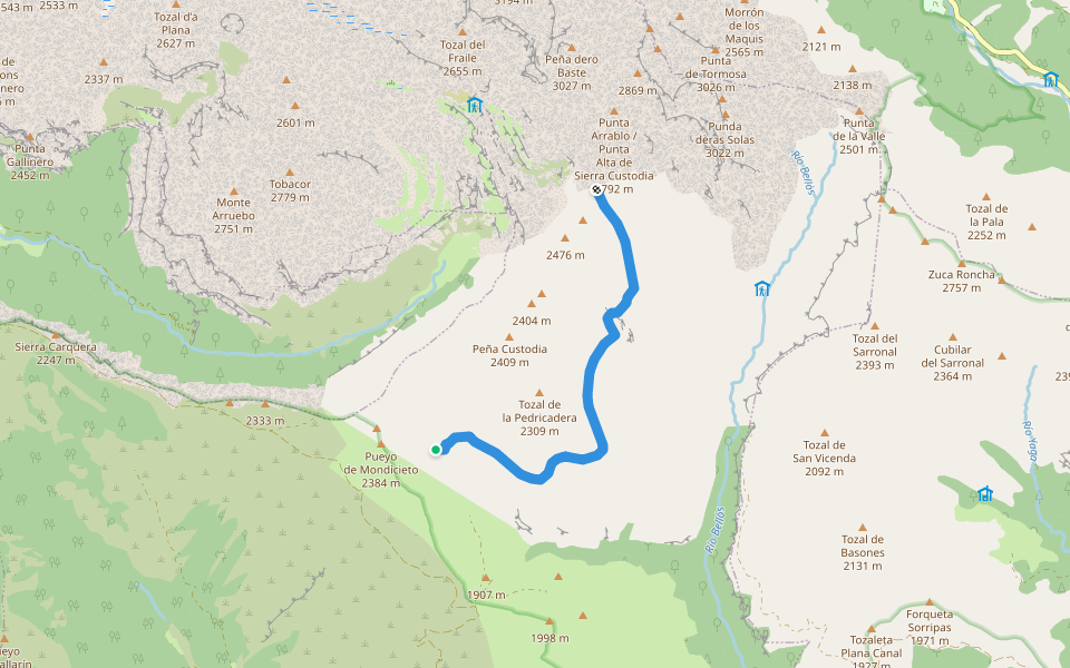 Camino de la Fuente Berná walking route map in Fanlo