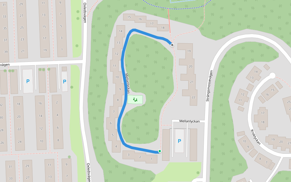 Mellanlyckan walking route map in Sävedalen