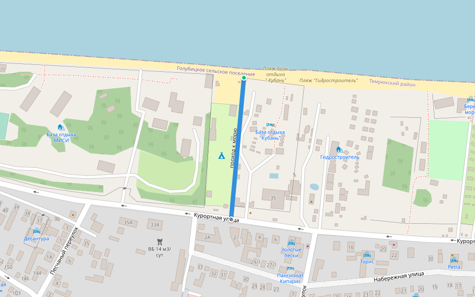 проход к морю walking route map in Golubitskaya