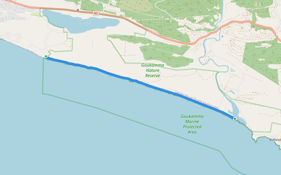 Galjoen Trail walking route map in Sedgefield