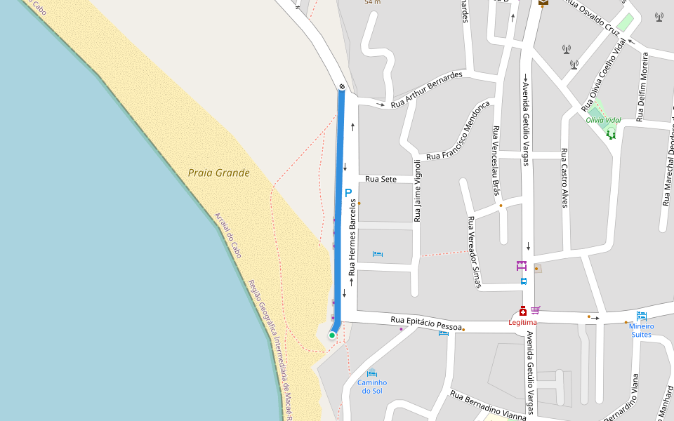 Orla Flávia Alessandra walking route map in Arraial do Cabo