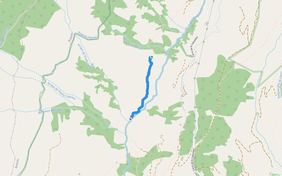 Sendero de la Cebadilla walking route map in Capileira