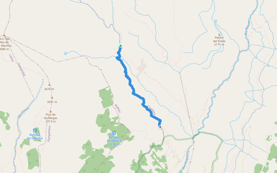 Sendero de la Acequia Nueva walking route map in Capileira