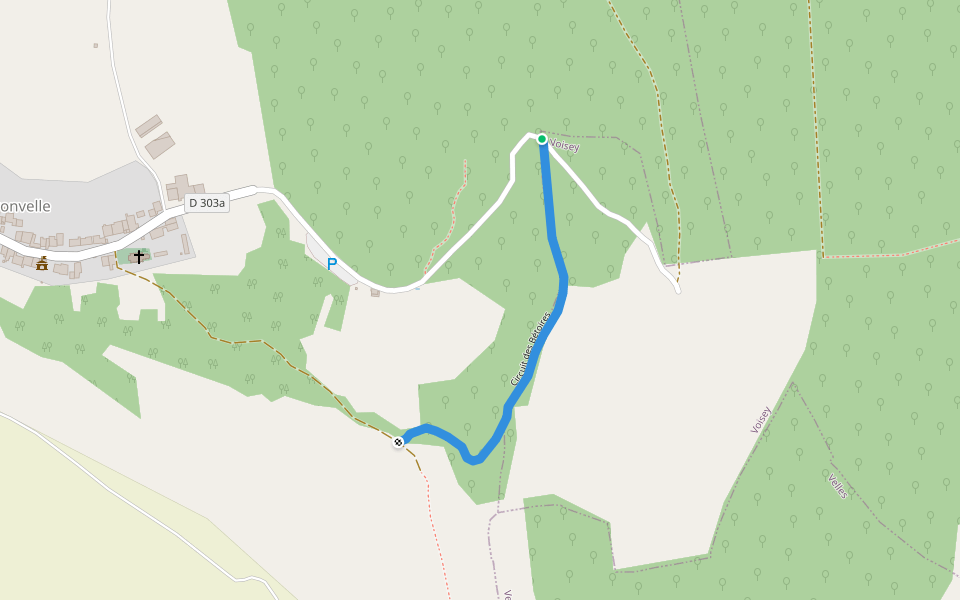 Circuit des Bétoires walking route map in Guyonvelle