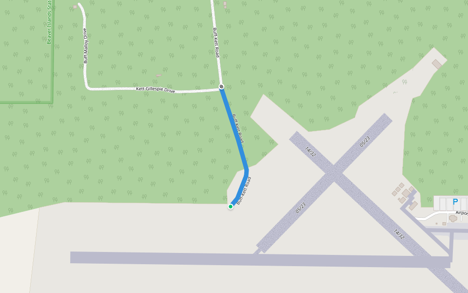 Buff-Kett Road walking route map in Beaver Island