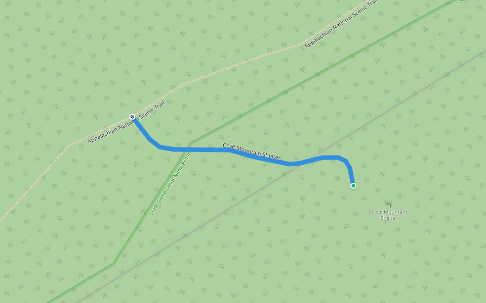 Cove Mountain Shelter walking route map in Duncannon