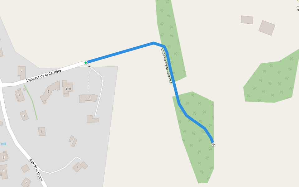 Impasse de la Carrière walking route map in Bertholène