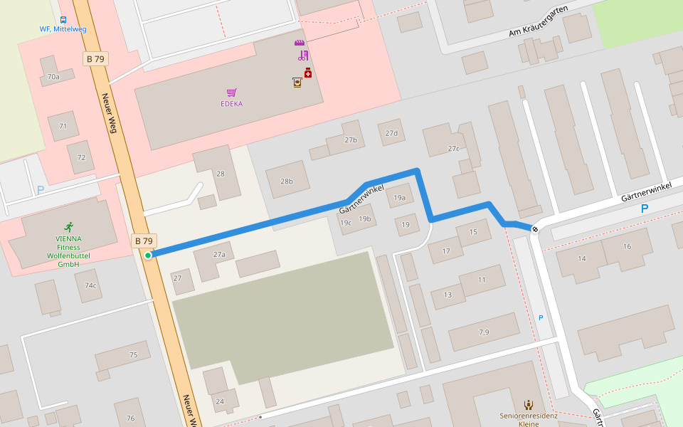 Gärtnerwinkel walking route map in Wolfenbüttel