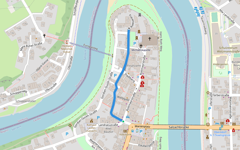 Schiffmeistergasse walking route map in Laufen
