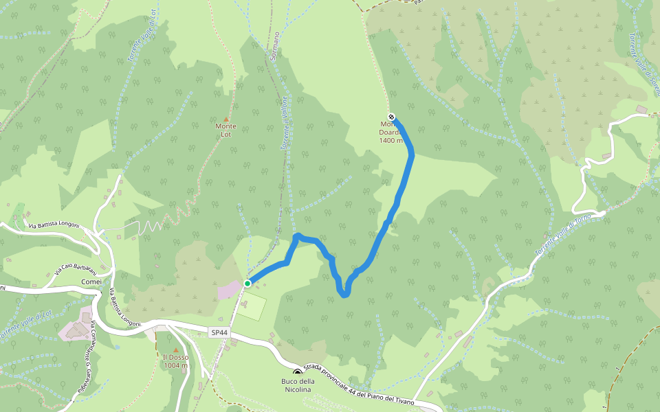 Pian del Tivano - Monte Doardo walking route map in Pian del Tivano