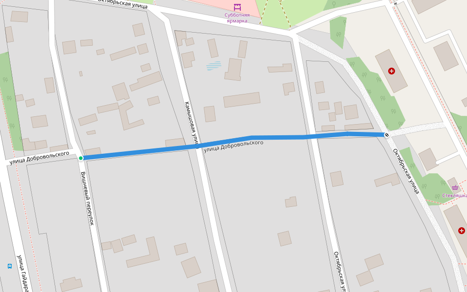 улица Добровольского walking route map in Zaozerne