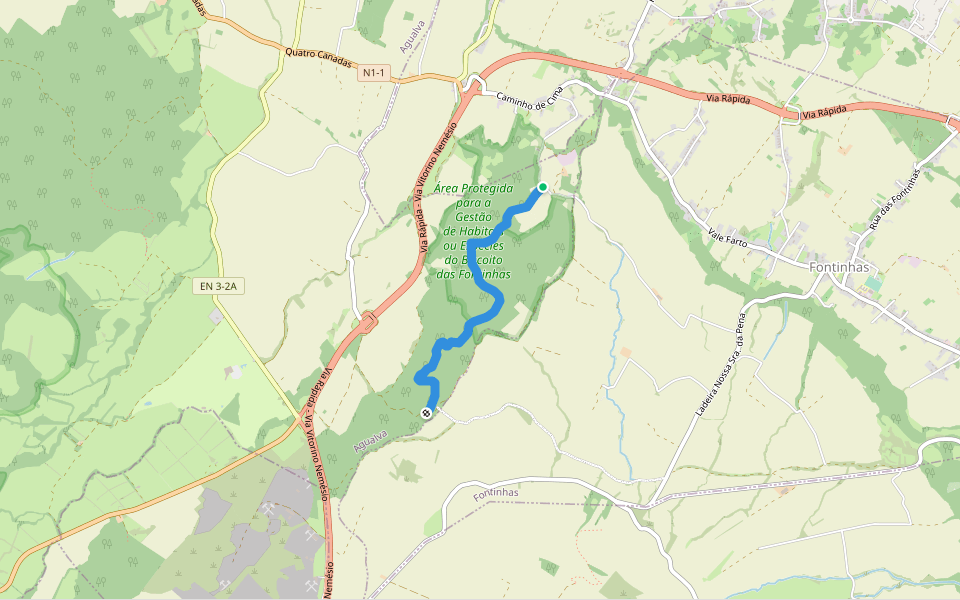 Trilho Pedestre das Relheiras de São Brás walking route map in Ladeira do Cardoso