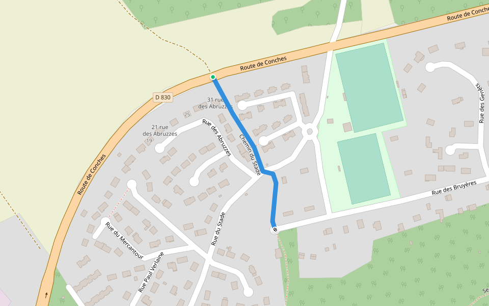 Chemin du Stade walking route map in La Bonneville-sur-Iton