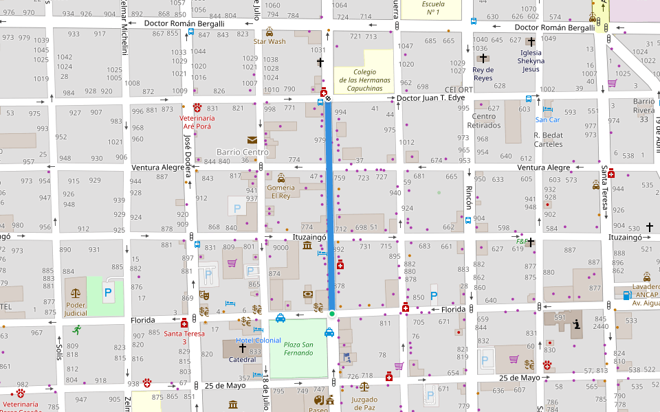 Sarandí walking route map in Maldonado