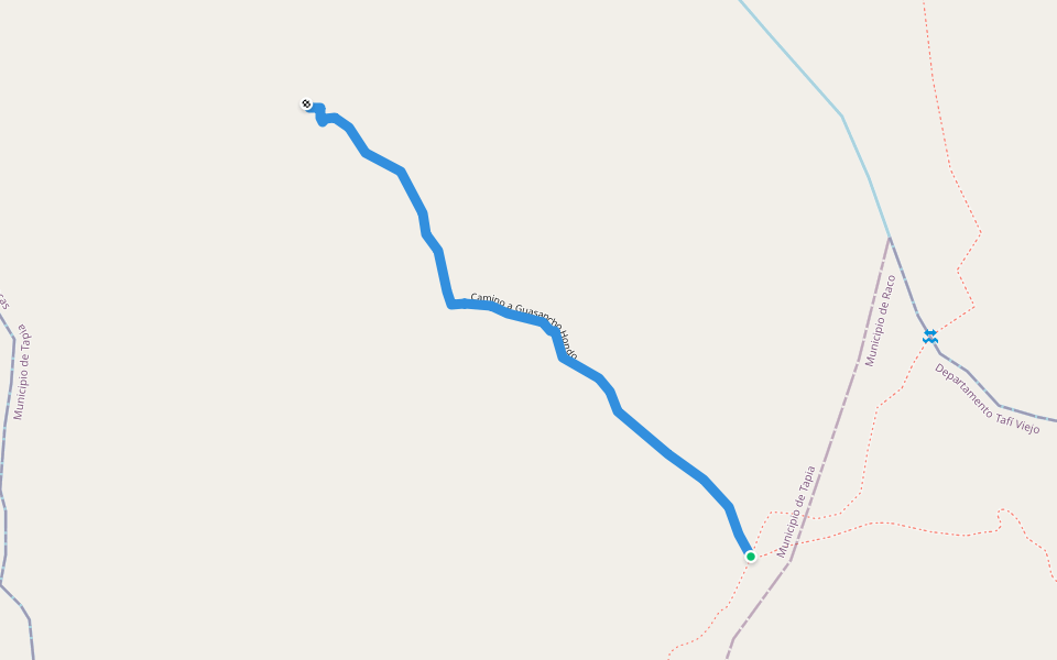 Camino a Guasancho Hondo walking route map in Tafí del Valle