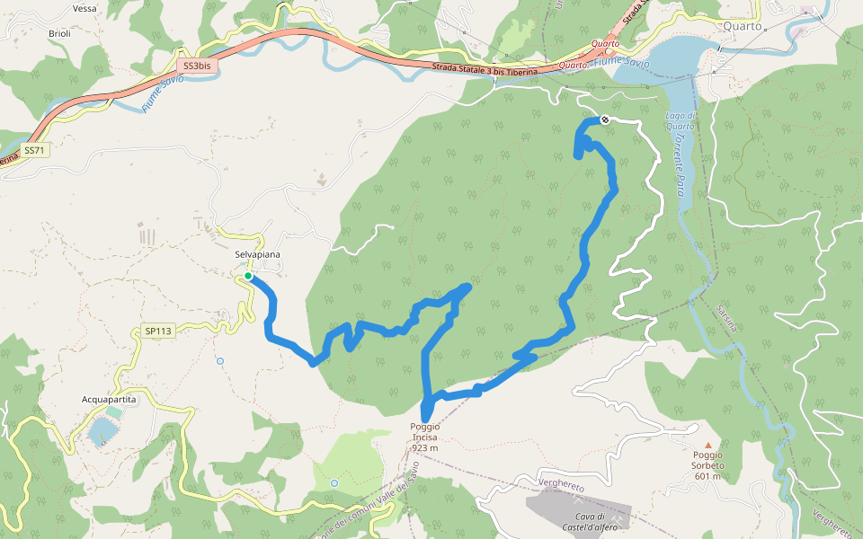 Poggio Grosso walking route map in Selvapiana