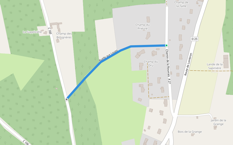 Ruelle aux Loups walking route map in Montfort-le-Gesnois