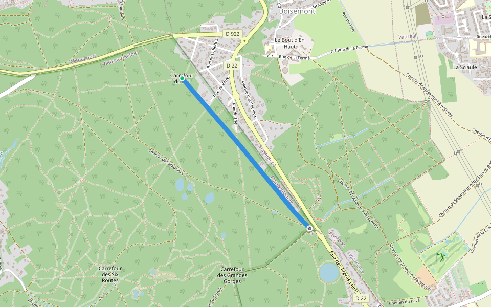 Chemin de Menucourt à Chanteloup walking route map in Boisemont