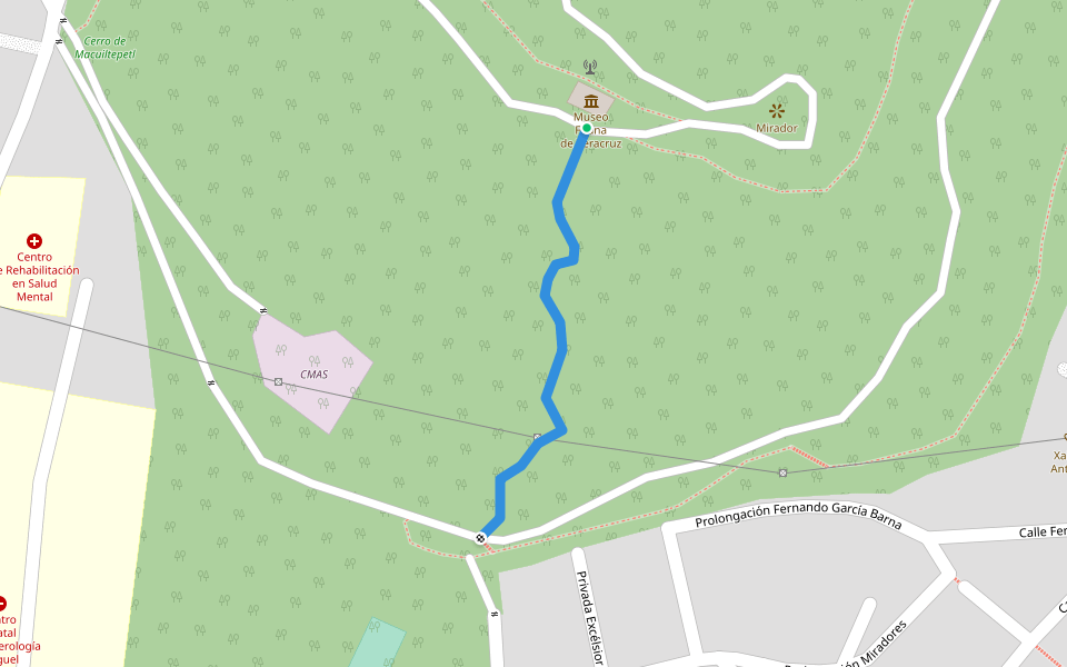 Camino rápido al mirador walking route map in Xalapa-Enríquez