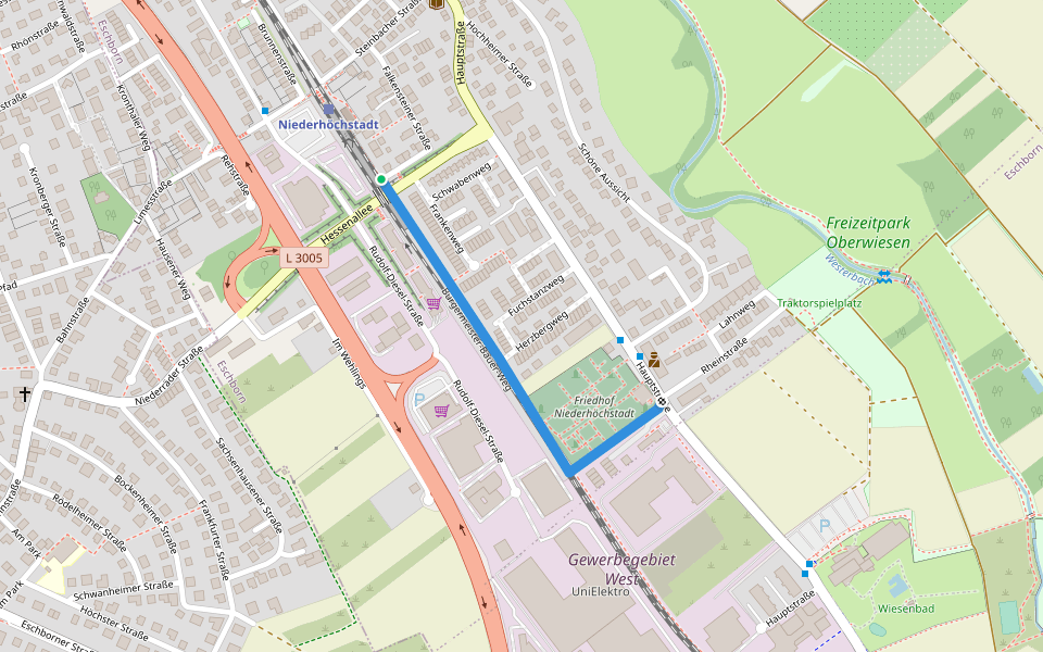 Bürgermeister-Bauer-Weg walking route map in Eschborn