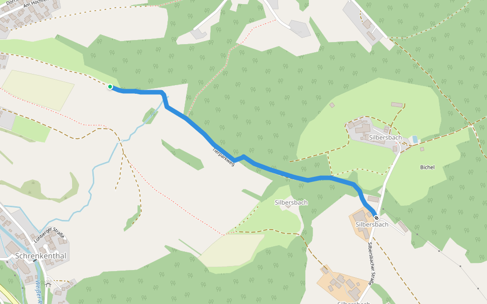 Tierparkweg walking route map in Lohberg