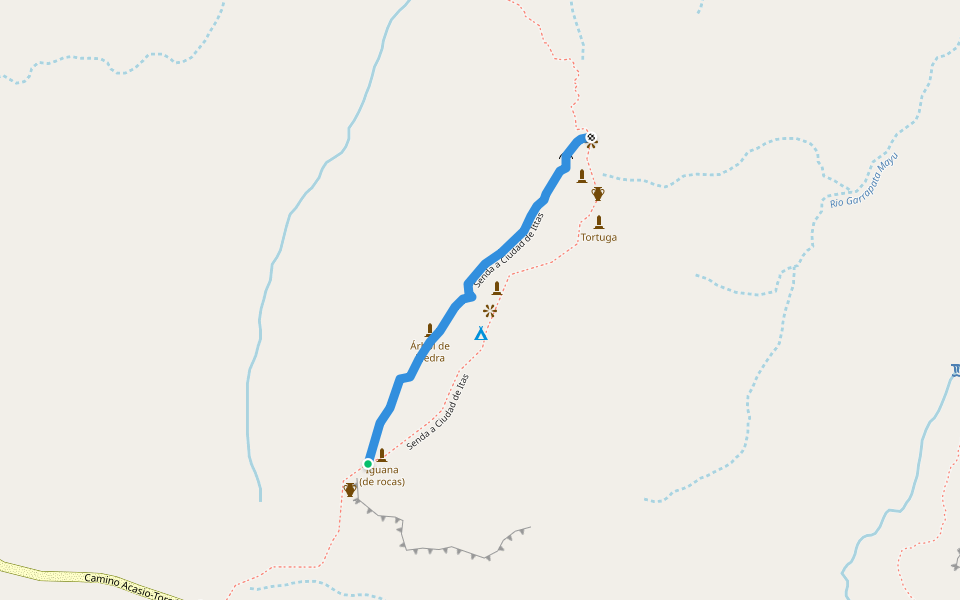 Senda a Ciudad de Ittas walking route map in Torotoro