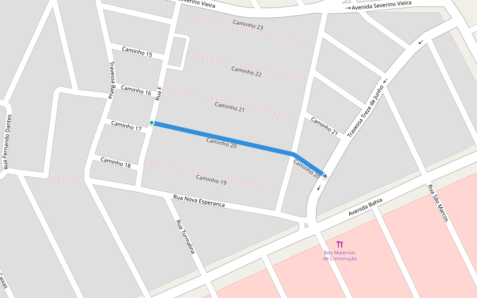 Caminho 20 walking route map in Alagoinhas