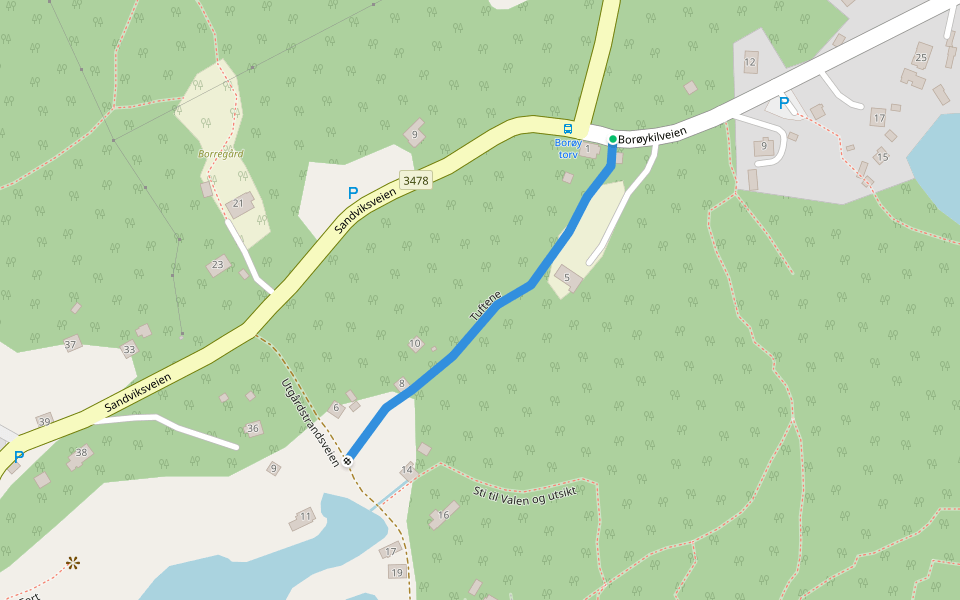 Tuftene walking route map in Sandvika