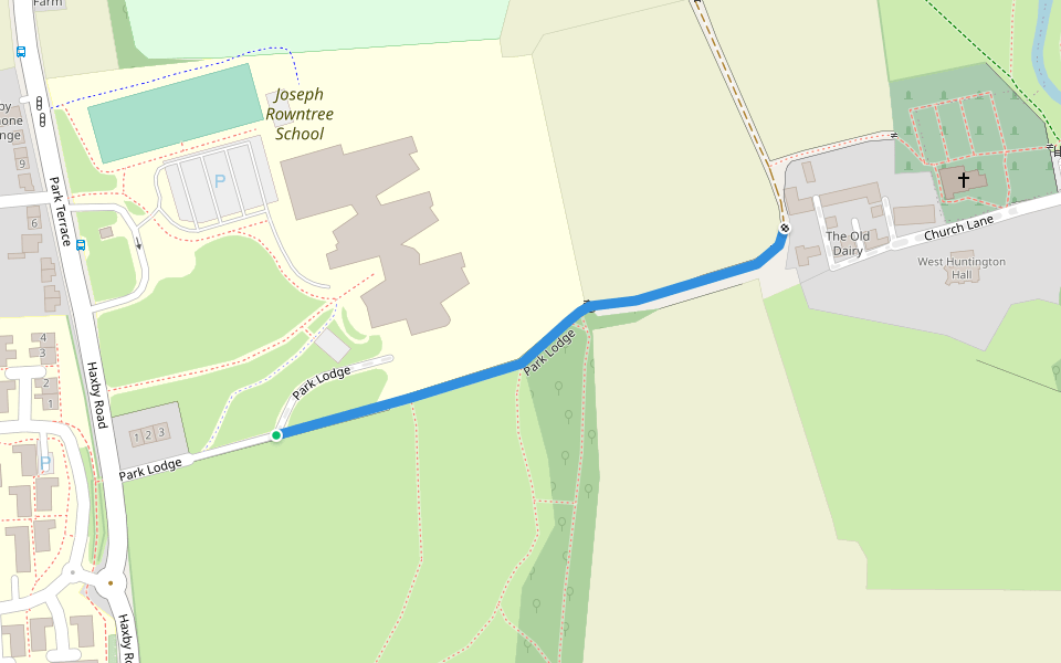 Park Lodge walking route map in New Earswick
