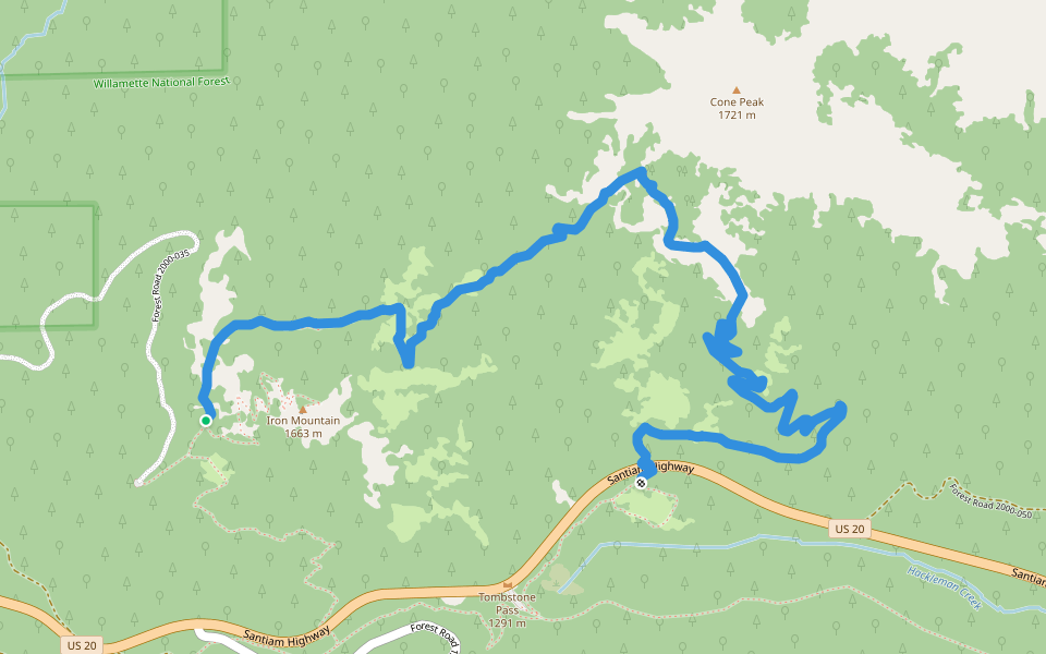 Cone Peak Trail #3408 walking route map in Upper Soda