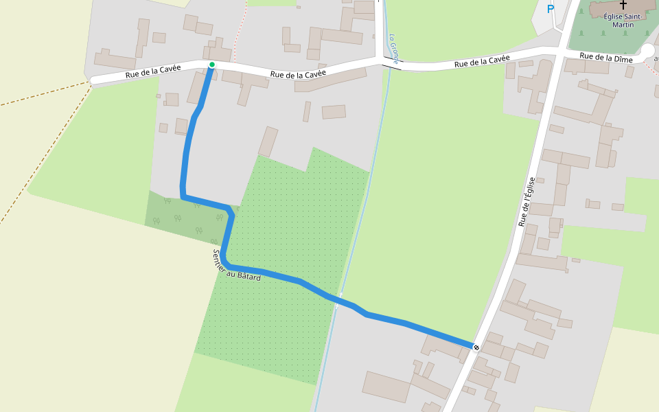 Sentier au Bâtard walking route map in Asnelles