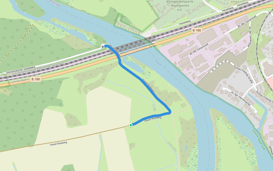 Havel-Radweg walking route map in Rathenow
