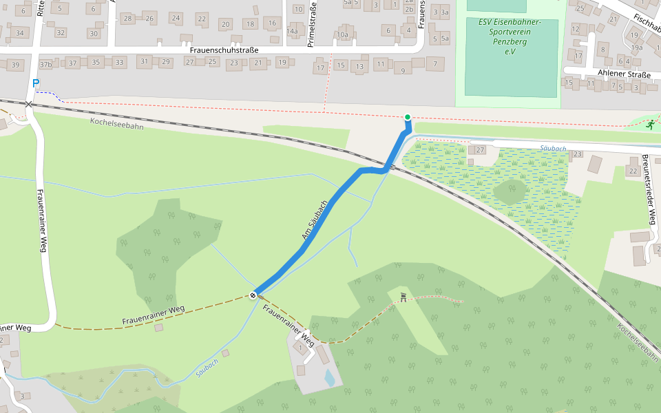 Am Säubach walking route map in Penzberg