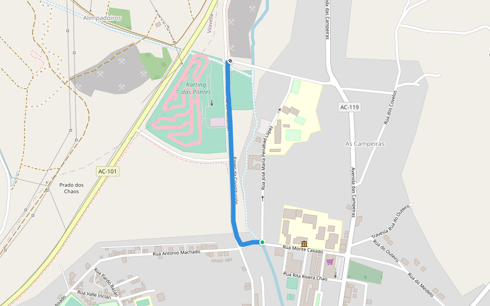 Paseo da Constitución walking route map in As Pontes de García Rodríguez