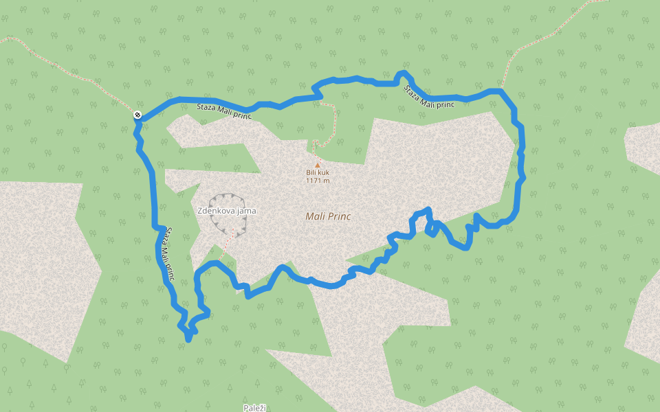 Staza Mali princ walking route map in Gračac