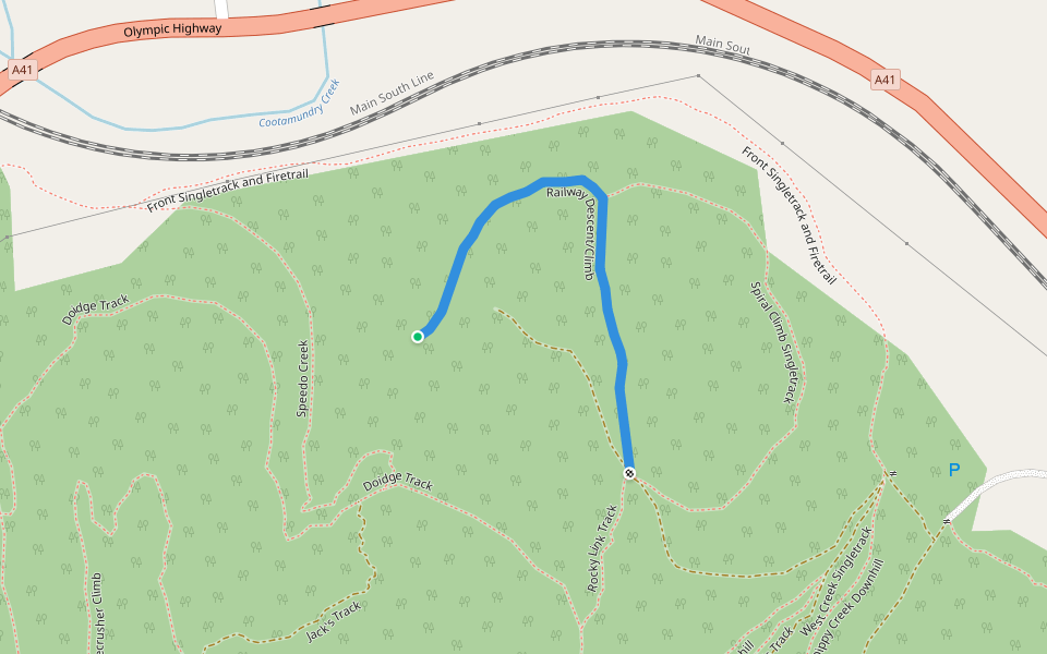 Railway Descent/Climb walking route map in Cootamundra